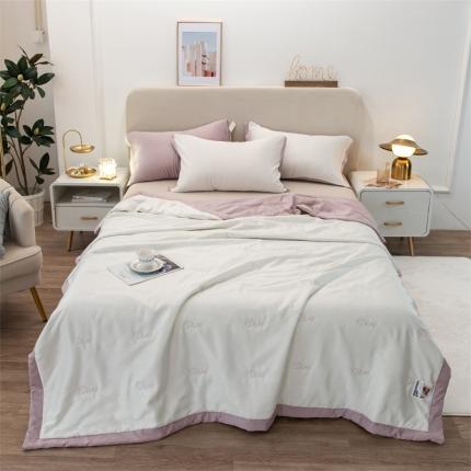 91家纺网 家纺一手货源 找家纺 兄弟坊 2022新款水洗真丝双拼刺绣夏被 迪美-米加紫