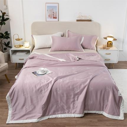 91家纺网 家纺一手货源 找家纺 兄弟坊 2022新款水洗真丝双拼刺绣夏被 蝴蝶结-香芋紫