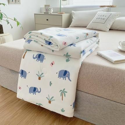 91家纺网 家纺一手货源 找家纺 佰亿莱 2024新款针织大豆纤维夏被 大象乐园