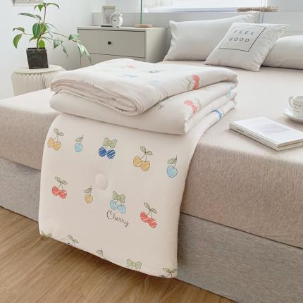 91家纺网 家纺一手货源 找家纺 佰亿莱 2024新款针织大豆纤维夏被 七彩樱桃