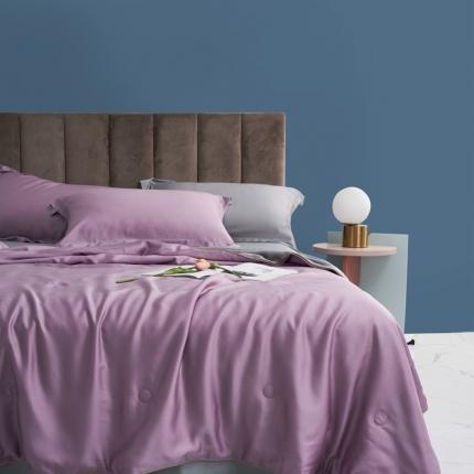 91家纺网 家纺一手货源 找家纺 顾家 2023新款60支LF兰静兰精天丝单品双拼夏被 木槿紫+雅士灰