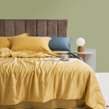 91家纺网 家纺一手货源 找家纺 顾家家居 2023新款60支LF兰静兰精天丝单品双拼夏被 柠檬黄+森林绿