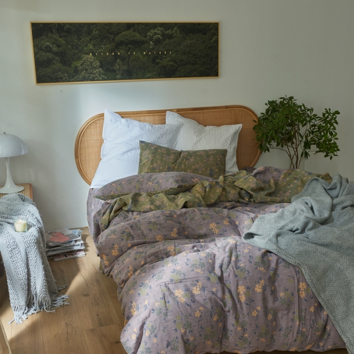 91家纺网 家纺一手货源 找家纺 （总）2022新款色织提花全棉双层纱四件套