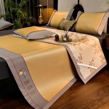 91家纺网 家纺一手货源 找家纺 小牛席业 2022新款柠檬清香席 冰藤浅咖