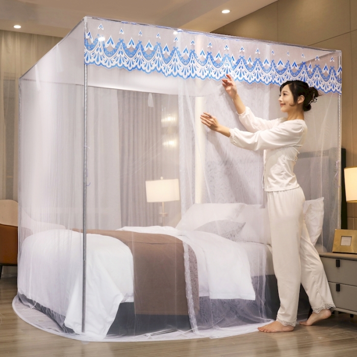 91家纺网 家纺一手货源 找家纺 初心家纺 2022新宫廷落地加密蚊帐-恋人心 恋人心白色