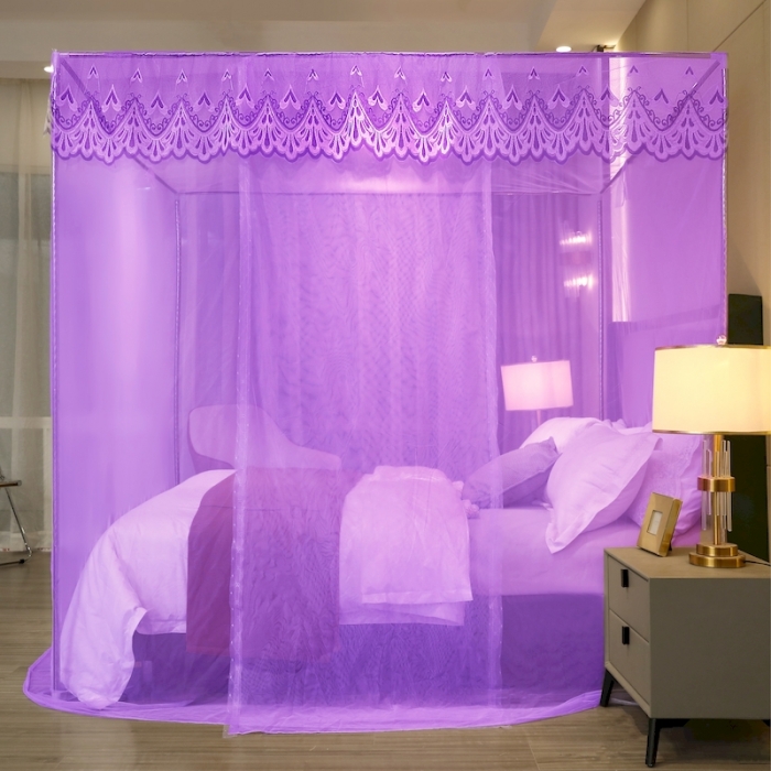 91家纺网 家纺一手货源 找家纺 初心家纺 2022新宫廷落地加密蚊帐-恋人心 恋人心紫色