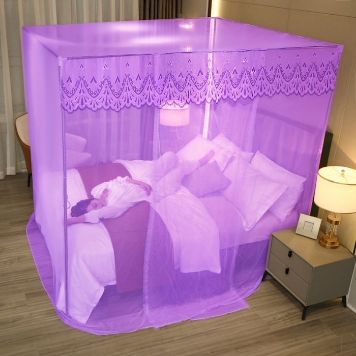 91家纺网 家纺一手货源 找家纺 初心家纺 2022新宫廷落地加密蚊帐-恋人心 恋人心紫色