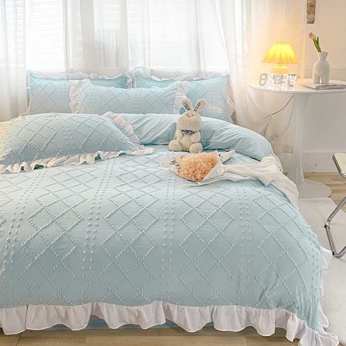 91家纺网 家纺一手货源 找家纺 （总）澳梵家居 2022新款韩式立体剪花小清新水洗棉四件套