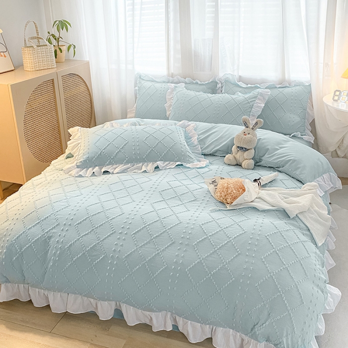 91家纺网 家纺一手货源 找家纺 （总）澳梵家居 2022新款韩式立体剪花小清新水洗棉四件套