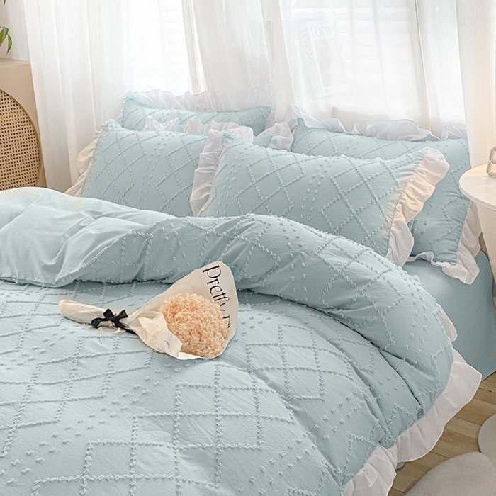 91家纺网 家纺一手货源 找家纺 （总）澳梵家居 2022新款韩式立体剪花小清新水洗棉四件套