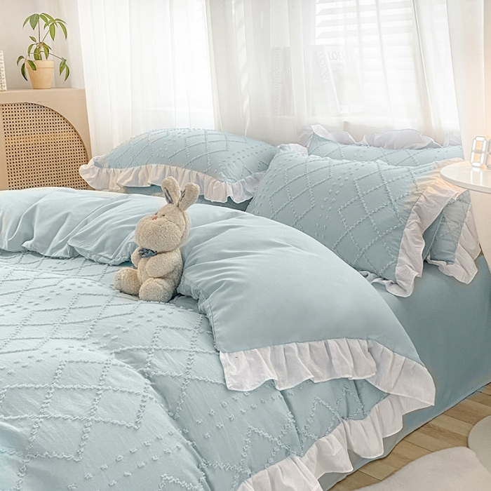 91家纺网 家纺一手货源 找家纺 （总）澳梵家居 2022新款韩式立体剪花小清新水洗棉四件套