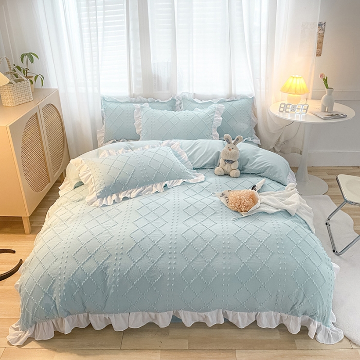 91家纺网 家纺一手货源 找家纺 （总）澳梵家居 2022新款韩式立体剪花小清新水洗棉四件套