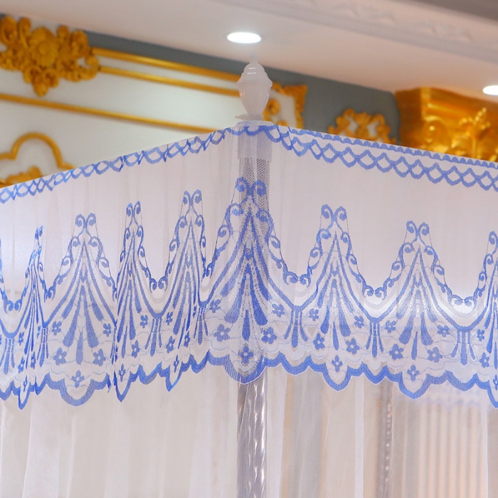 91家纺网 家纺一手货源 找家纺 初心家纺 2025新款欧式宫廷蕾丝落地蚊帐—繁花 繁花-白