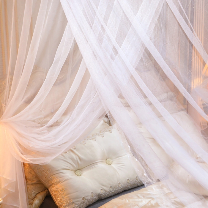 91家纺网 家纺一手货源 找家纺 初心家纺 2025新款欧式宫廷蕾丝落地蚊帐—繁花 繁花-白