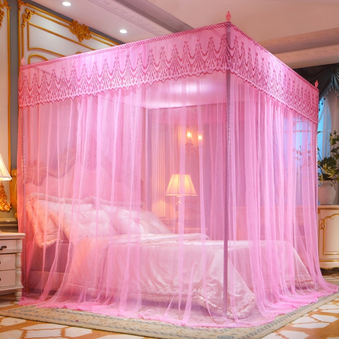 91家纺网 家纺一手货源 找家纺 初心家纺 2025新款欧式宫廷蕾丝落地蚊帐—繁花 繁花-粉