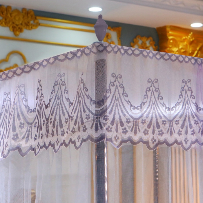 91家纺网 家纺一手货源 找家纺 初心家纺 2025新款欧式宫廷蕾丝落地蚊帐—繁花 繁花-灰