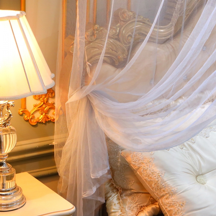 91家纺网 家纺一手货源 找家纺 初心家纺 2025新款欧式宫廷蕾丝落地蚊帐—繁花 繁花-灰