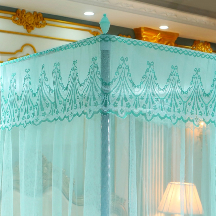 91家纺网 家纺一手货源 找家纺 初心家纺 2025新款欧式宫廷蕾丝落地蚊帐—繁花 繁花-水蓝