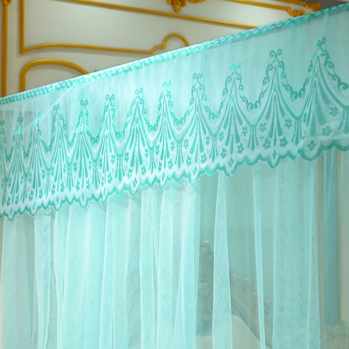 91家纺网 家纺一手货源 找家纺 初心家纺 2025新款欧式宫廷蕾丝落地蚊帐—繁花 繁花-水蓝