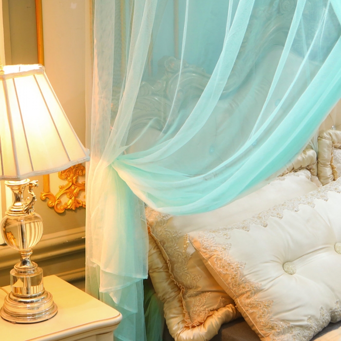 91家纺网 家纺一手货源 找家纺 初心家纺 2025新款欧式宫廷蕾丝落地蚊帐—繁花 繁花-水蓝