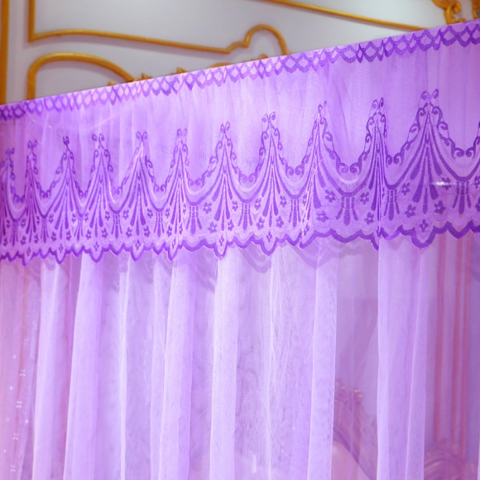 91家纺网 家纺一手货源 找家纺 初心家纺 2025新款欧式宫廷蕾丝落地蚊帐—繁花 繁花-紫