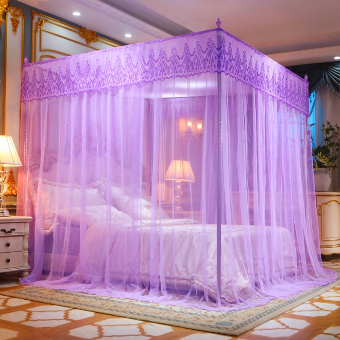 91家纺网 家纺一手货源 找家纺 初心家纺 2025新款欧式宫廷蕾丝落地蚊帐—繁花 繁花-紫