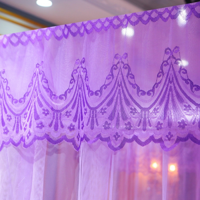 91家纺网 家纺一手货源 找家纺 初心家纺 2025新款欧式宫廷蕾丝落地蚊帐—繁花 繁花-紫