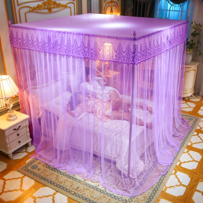 91家纺网 家纺一手货源 找家纺 初心家纺 2025新款欧式宫廷蕾丝落地蚊帐—繁花 繁花-紫