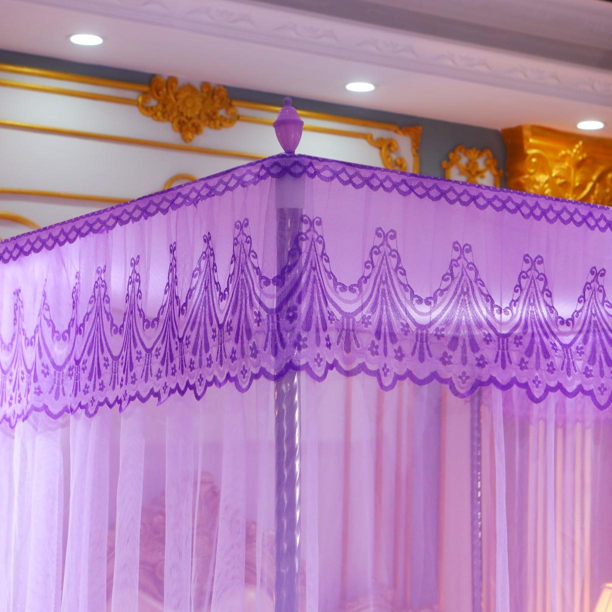 91家纺网 家纺一手货源 找家纺 初心家纺 2025新款欧式宫廷蕾丝落地蚊帐—繁花 繁花-紫
