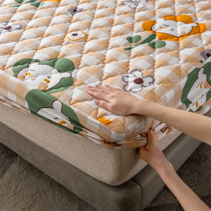 91家纺网 家纺一手货源 找家纺 雯豆2022新款磨毛夹棉防水床笠单件席纯色防水透气床罩厚款  皇家蓝