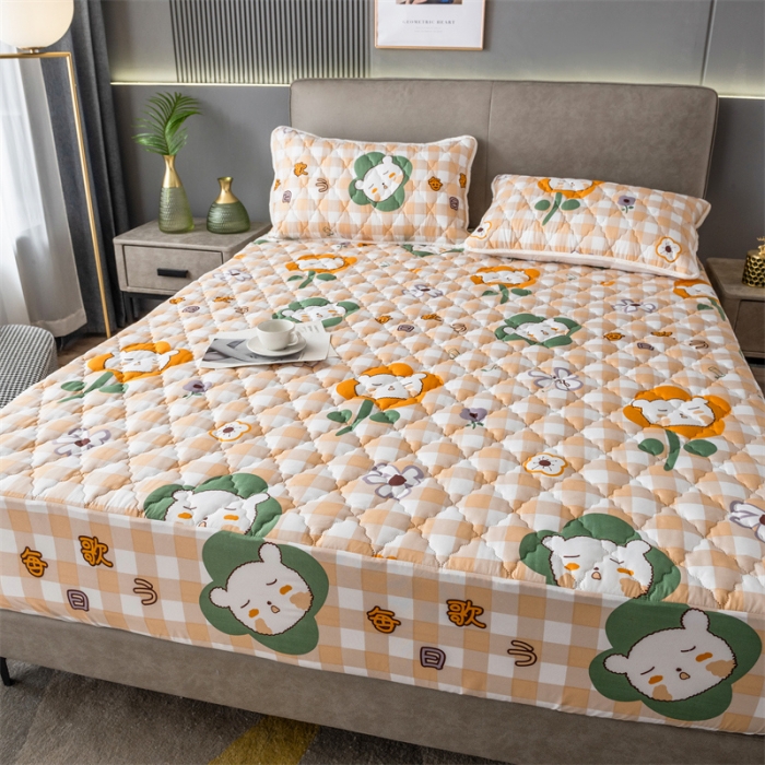 91家纺网 家纺一手货源 找家纺 雯豆2022新款磨毛夹棉防水床笠单件席纯色防水透气床罩厚款  皇家蓝