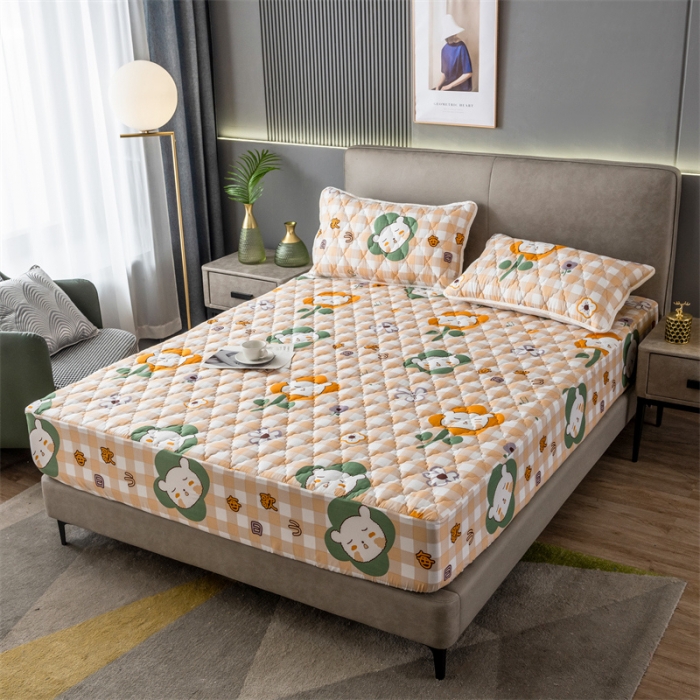 91家纺网 家纺一手货源 找家纺 雯豆2022新款磨毛夹棉防水床笠单件席纯色防水透气床罩厚款  皇家蓝