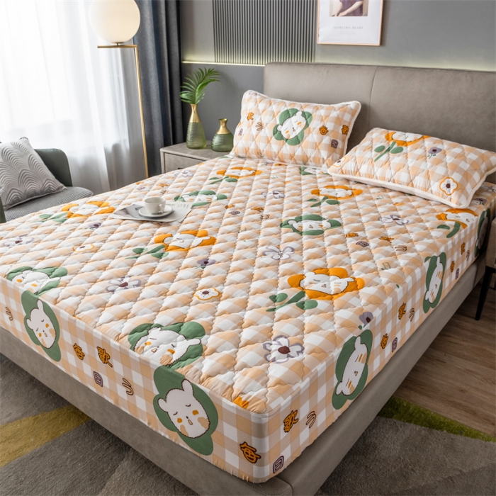 91家纺网 家纺一手货源 找家纺 雯豆2022新款磨毛夹棉防水床笠单件席纯色防水透气床罩厚款  皇家蓝