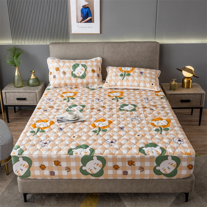 91家纺网 家纺一手货源 找家纺 雯豆2022新款磨毛夹棉防水床笠单件席纯色防水透气床罩厚款  皇家蓝