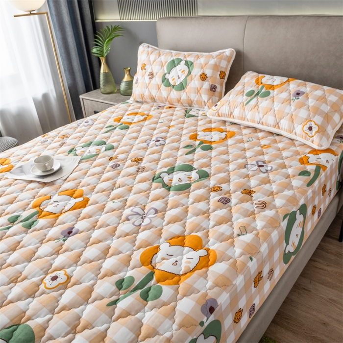 91家纺网 家纺一手货源 找家纺 雯豆2022新款磨毛夹棉防水床笠单件席纯色防水透气床罩厚款  皇家蓝