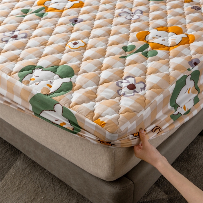 91家纺网 家纺一手货源 找家纺 雯豆2022新款磨毛夹棉防水床笠单件席纯色防水透气床罩厚款  皇家蓝