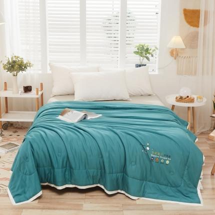 91家纺网 家纺一手货源 找家纺 找底底家纺 2022新款负离子功能性夏被 深翠兰