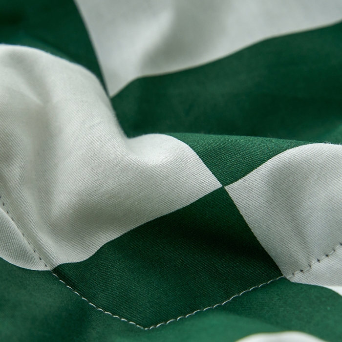 91家纺网 家纺一手货源 找家纺 莱福仕2024新款棋盘格风格夏被四件套 复古绿