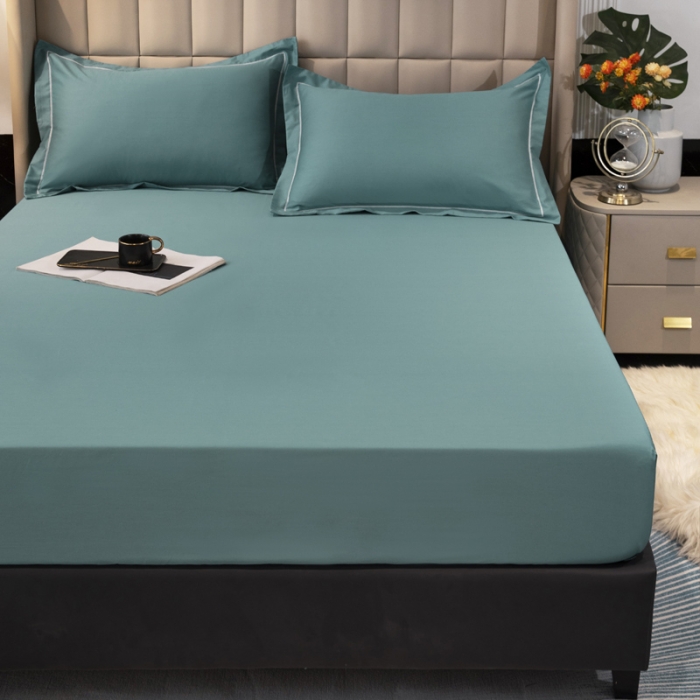 91家纺网 家纺一手货源 找家纺 锦罗绣 2024新款纯棉全棉13376纯色单床笠 墨绿