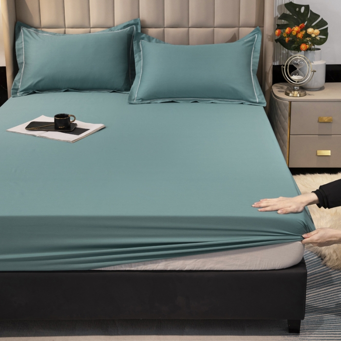 91家纺网 家纺一手货源 找家纺 锦罗绣 2024新款纯棉全棉13376纯色单床笠 墨绿