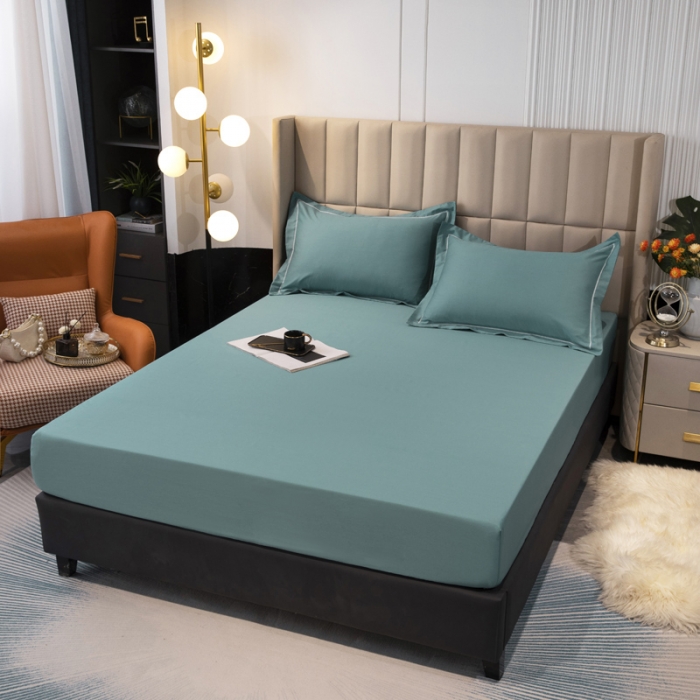 91家纺网 家纺一手货源 找家纺 锦罗绣 2024新款纯棉全棉13376纯色单床笠 墨绿