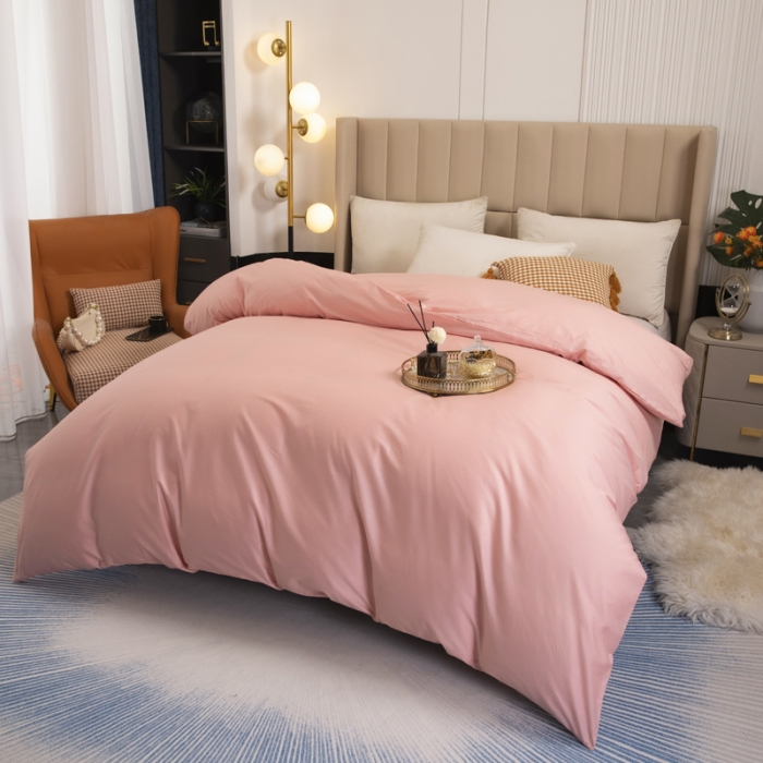 91家纺网 家纺一手货源 找家纺 锦罗绣 2024新款纯棉全棉13376纯色单被套 粉玉