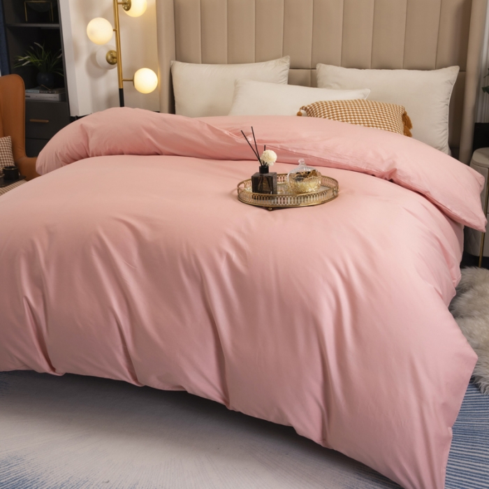 91家纺网 家纺一手货源 找家纺 锦罗绣 2024新款纯棉全棉13376纯色单被套 粉玉