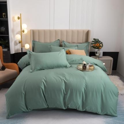 91家纺网 家纺一手货源 找家纺 锦罗绣 2024新款纯棉全棉13376纯色四件套 豆绿