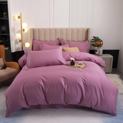 91家纺网 家纺一手货源 找家纺 锦罗绣 2024新款纯棉全棉13376纯色四件套 豆沙