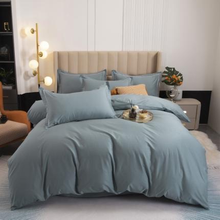 锦罗绣 2024新款纯棉全棉13376纯色四件套 兰灰