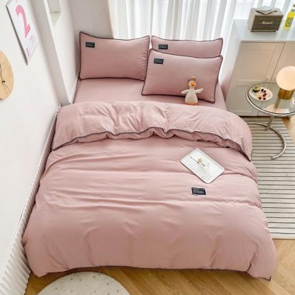 91家纺网 家纺一手货源 找家纺 绒兔兔2022新款奢丝棉贝壳绣工艺床单床笠四件套贝壳绣-豆沙