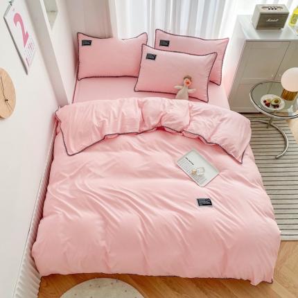 91家纺网 家纺一手货源 找家纺 绒兔兔2022新款奢丝棉贝壳绣工艺床单床笠四件套贝壳绣-粉玉