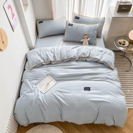 91家纺网 家纺一手货源 找家纺 绒兔兔 2022新款奢丝棉贝壳绣工艺床单床笠四件套 贝壳绣-浅灰