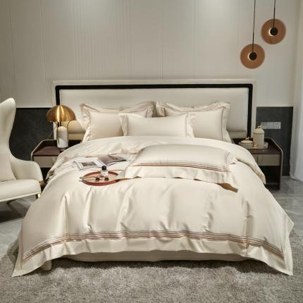 91家纺网 家纺一手货源 找家纺 （总）禧澜庭2024新款100支长绒棉刺绣宽边全棉四件套世爵